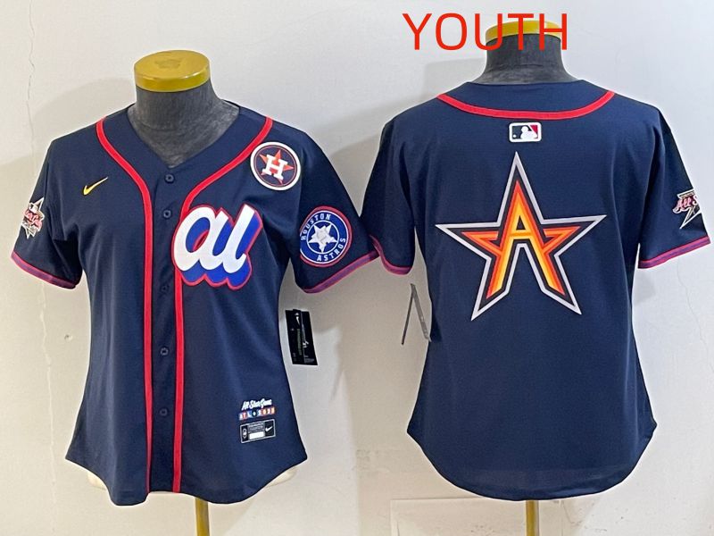 Youth 2025 Houston Astros Blank Drak Blue All star Nike MLB Jersey style 04